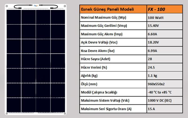 100 Watt Sunpower Hücre Esnek Güneş Paneli - Görsel 2